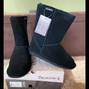 NIB-BearPaw Black Suede Wool-Blend Lining Boots